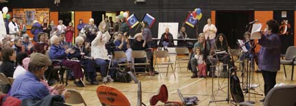 Linda Godfrey addresses the Rally