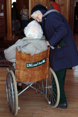 Attendee with bumper sticker