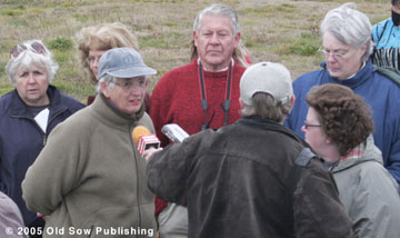 Speaking to the press
