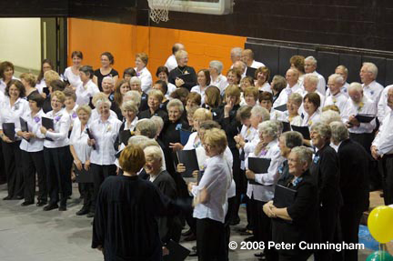 The mass choir assembles prior to the concert