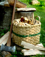Scale basket holding kindling