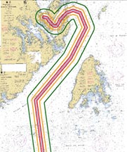 Hazard Zones along Quoddy Bay LNG's proposed ship route