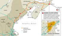 Maritimes and Northeast Pipeline map