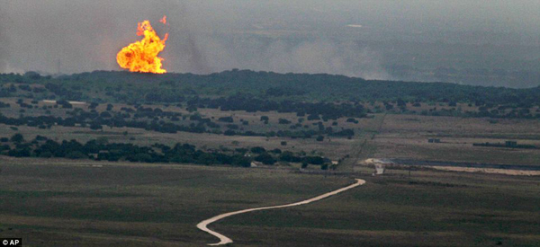 Natural gas pipeline explosion from a distance